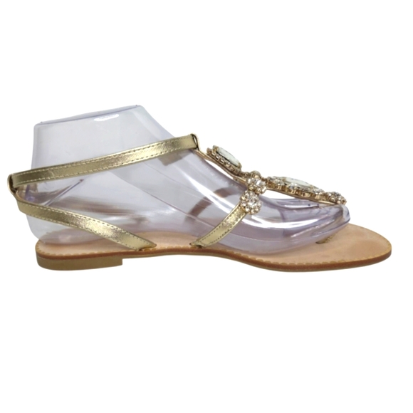 Lilly Pulitzer Katie Embellished T Strap Gold Metallic Thong Sandal Size 7 - Picture 3 of 10